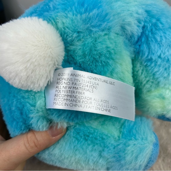 Animal Adventure Bunny Rabbit Plush Stuffed Animal Toy Blue Tie Dye Pink Nose - Picture 5 of 5